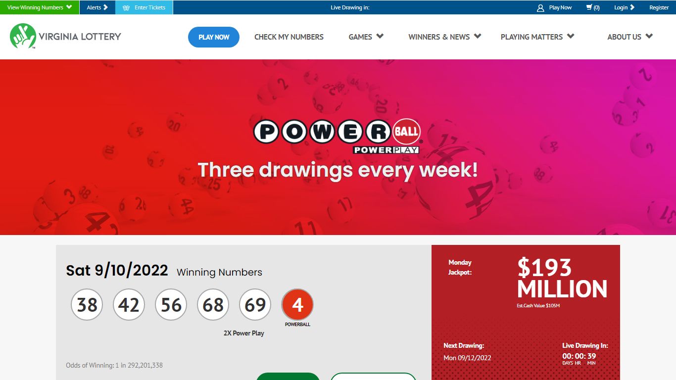 Powerball Info & Past Winning Numbers | Virginia Lottery